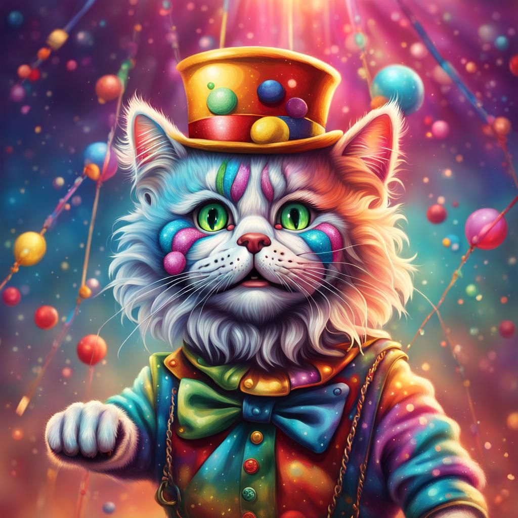 Circus Cat in Vibrant Splash Art
