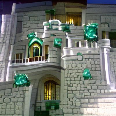 Majestic Emerald Castle with Turrets and Moat