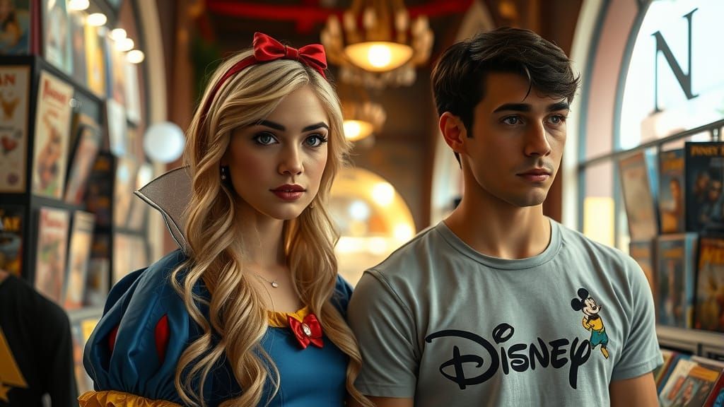 Snow White Meets Italian Prince in Elegant Comic Book Shop