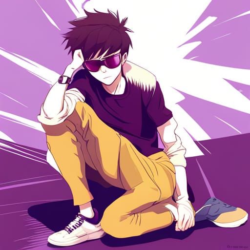 Vibrant Anime Boy in Sunglasses, Funky PFP Style