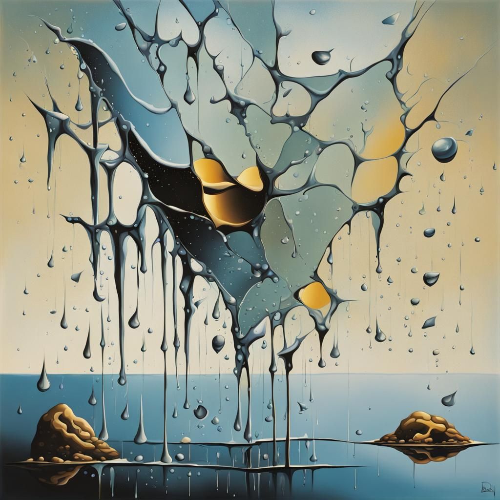 Surrealist Masterpiece of Melting Glass in a Dali-Inspired O...