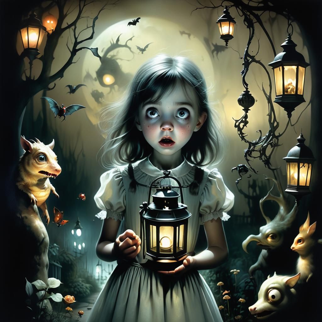 Surrealist Garden Scene in a Vintage Style