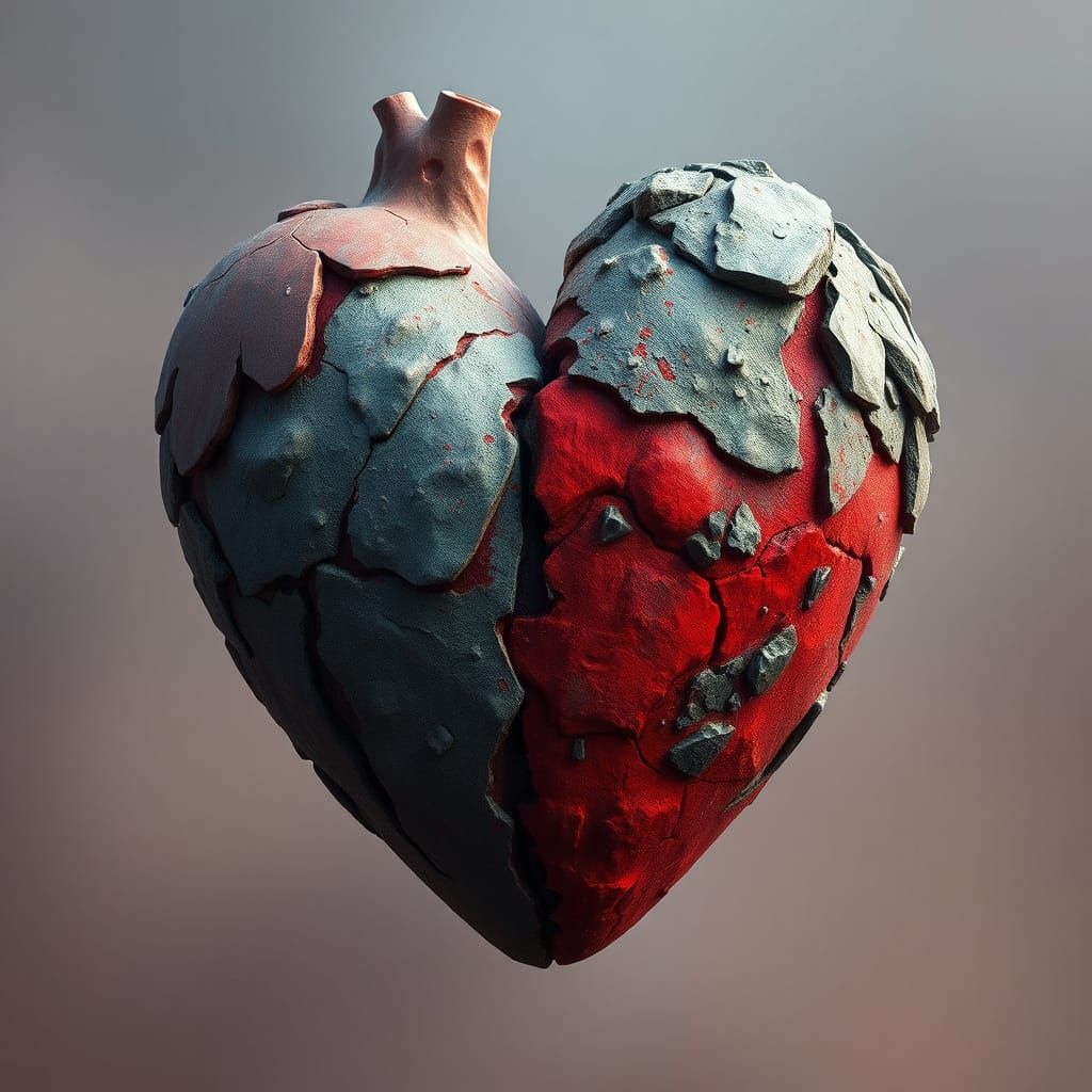 Contrasting Valentine Heart in Matte Painting Style