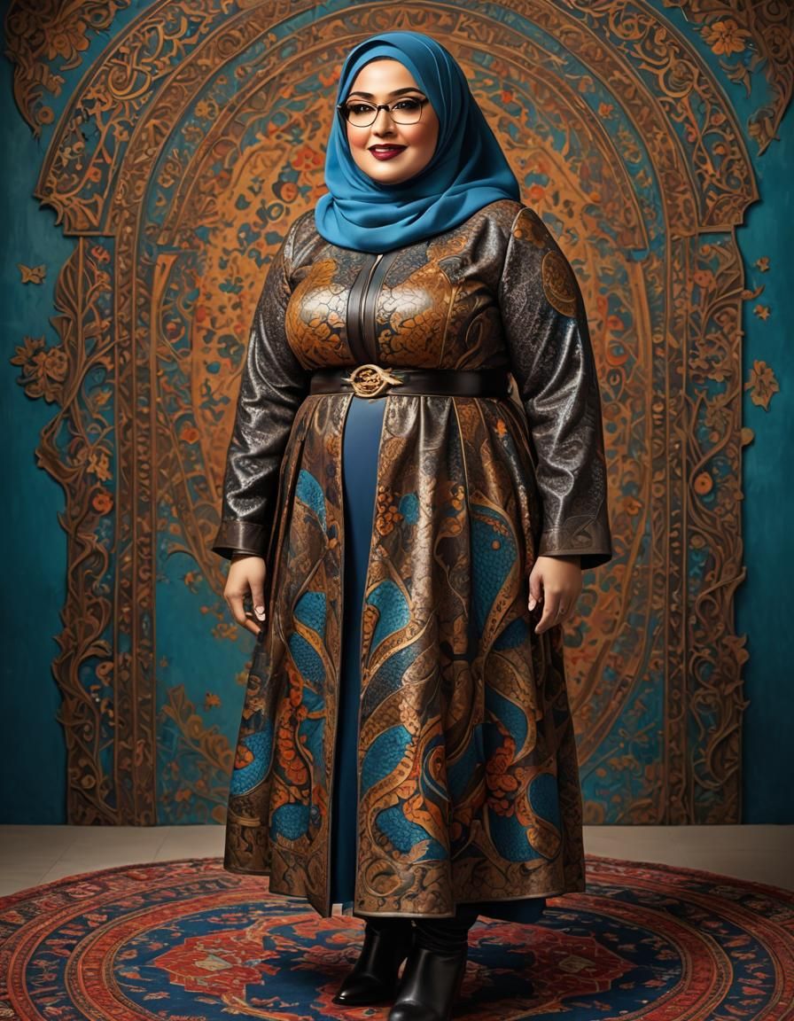 Vibrant Pop Art Portrait of a Middle Eastern Woman with Intr...