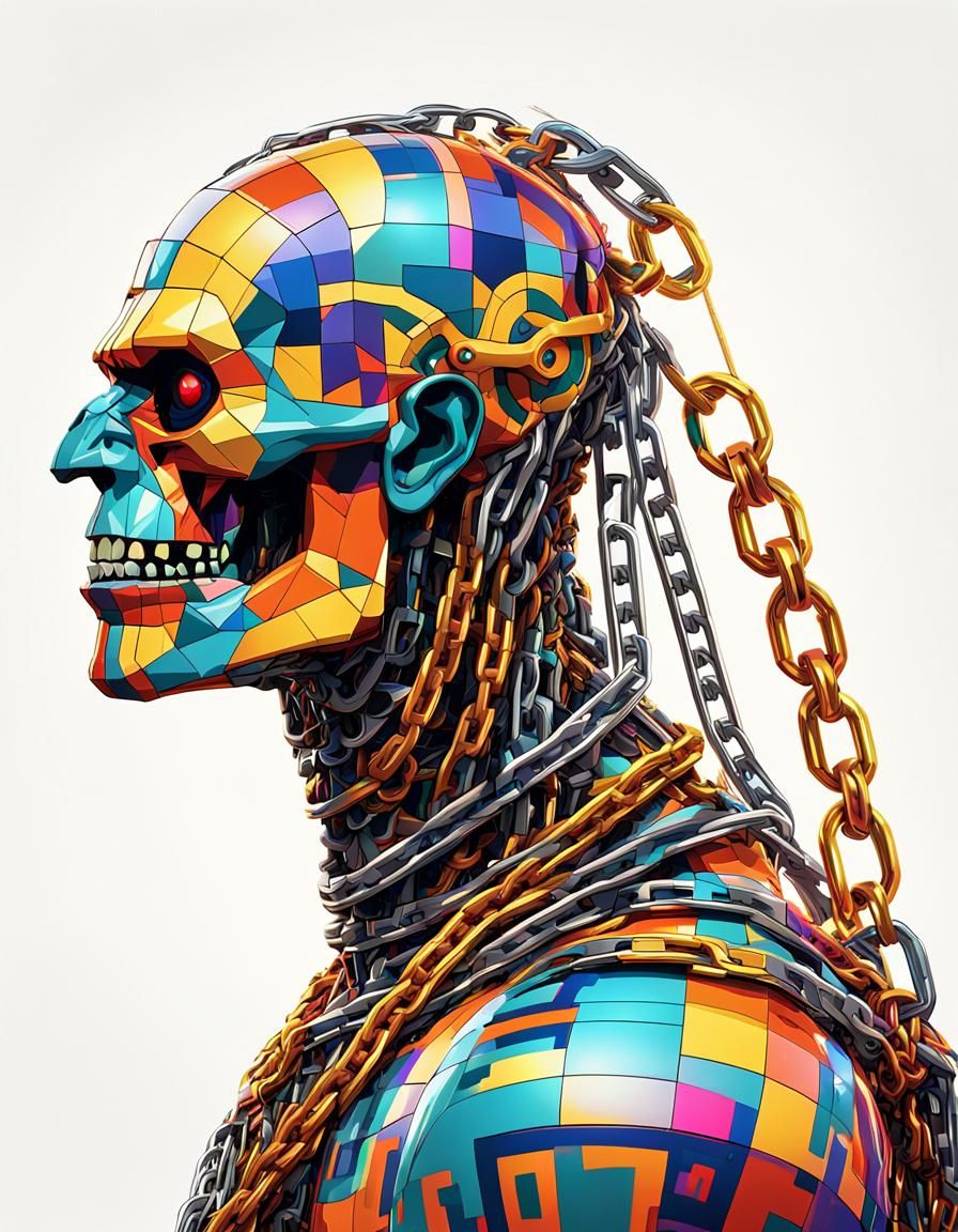 Fantasy Abomination Monster in Chains - Pop Art Style