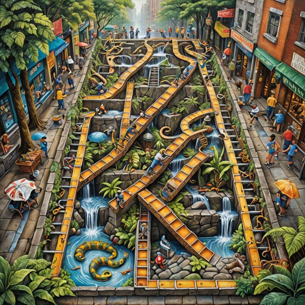 Larger Than Life Street Illusion in Whimsical Chalk Style