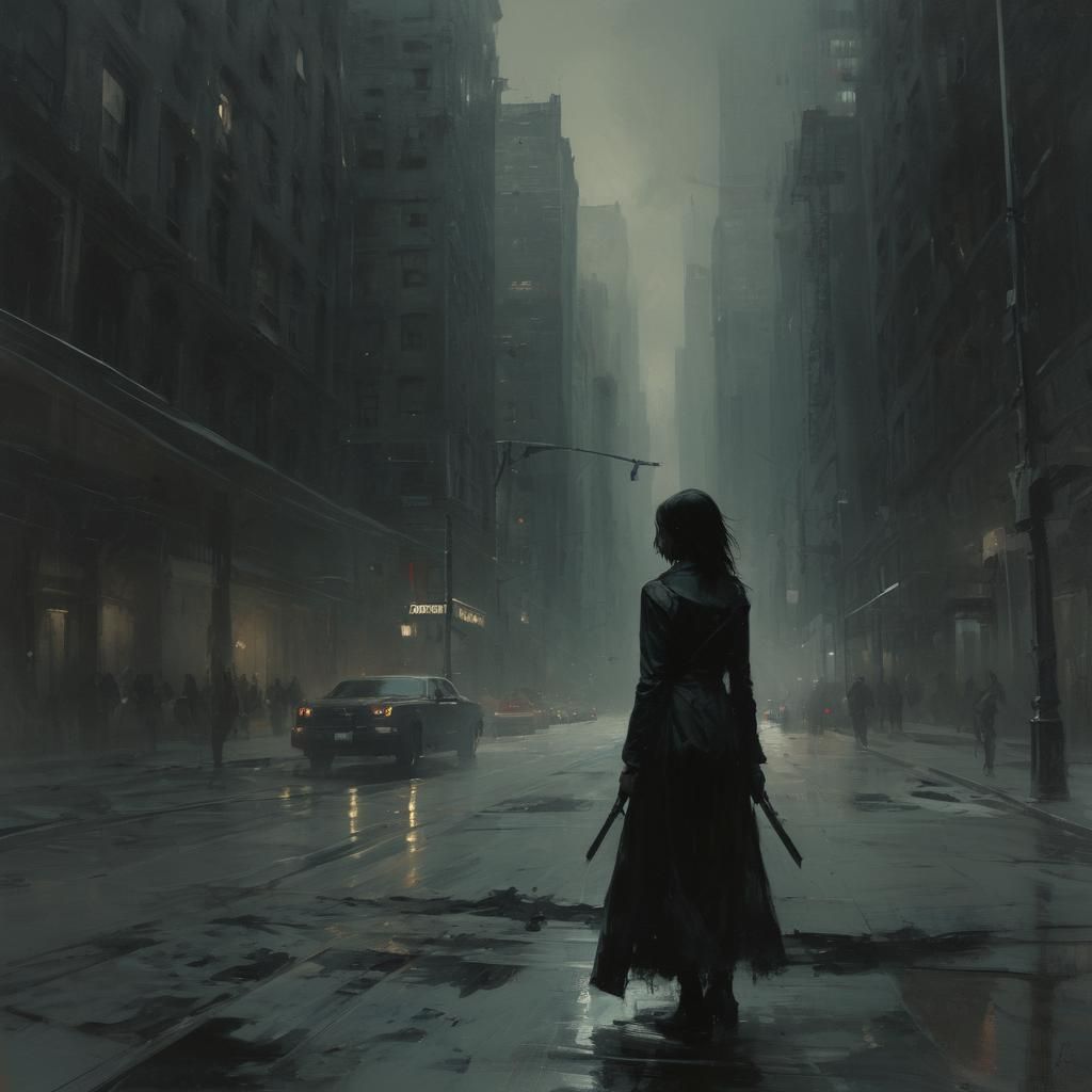 Grimdark Fantasy Scene in Muted Colors