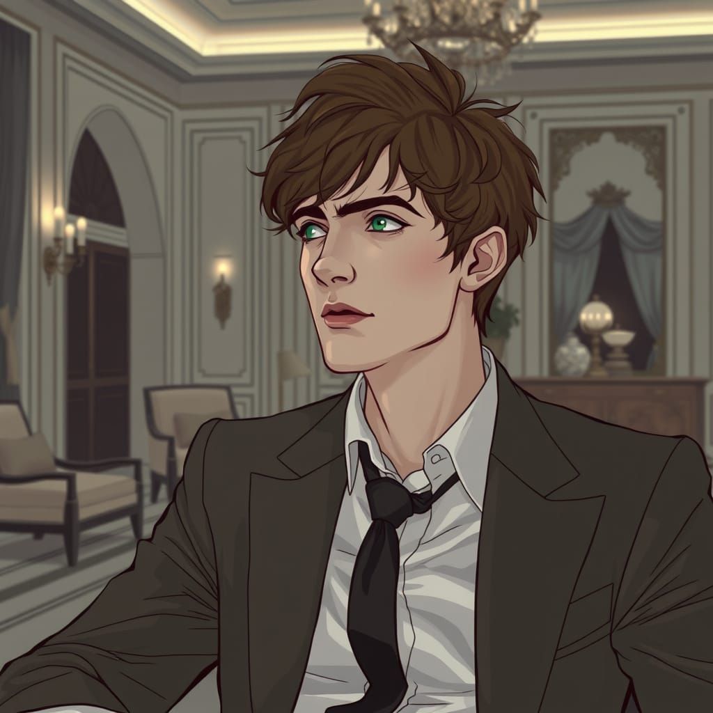 Elegant Vampire Author Lost in Thought