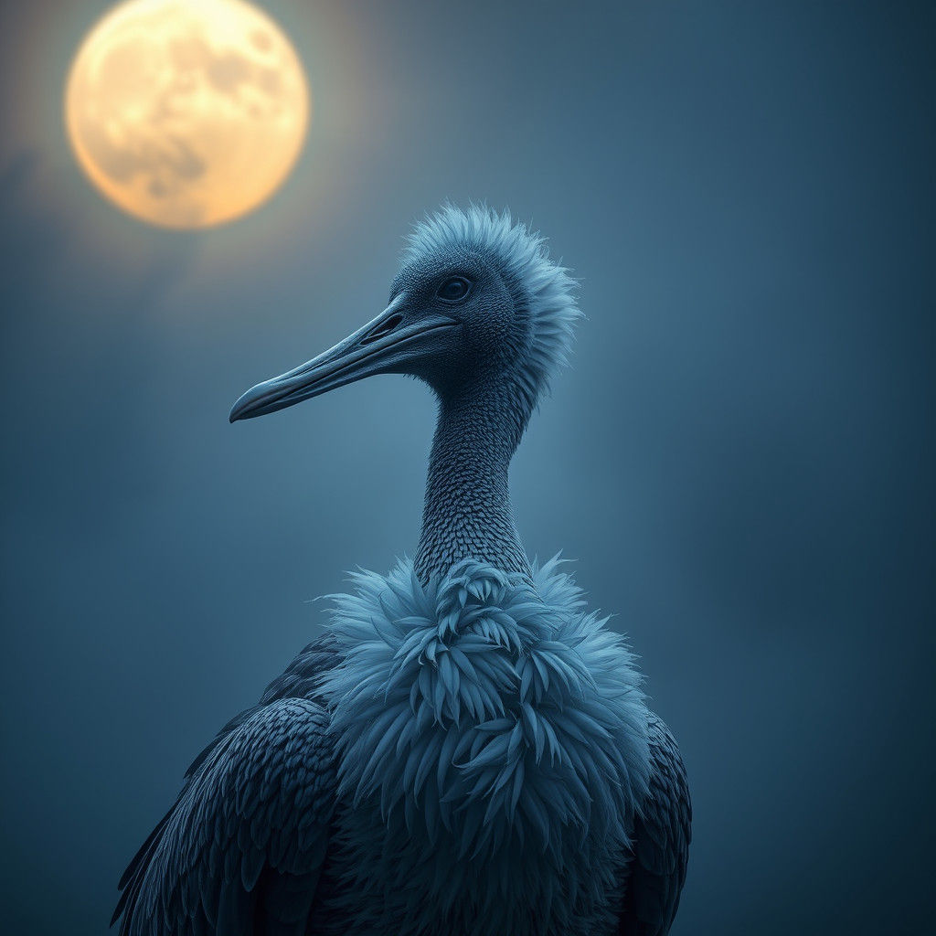 Majestic Dodo Bird in Moonlit Atmosphere, Inspired by Dark A...