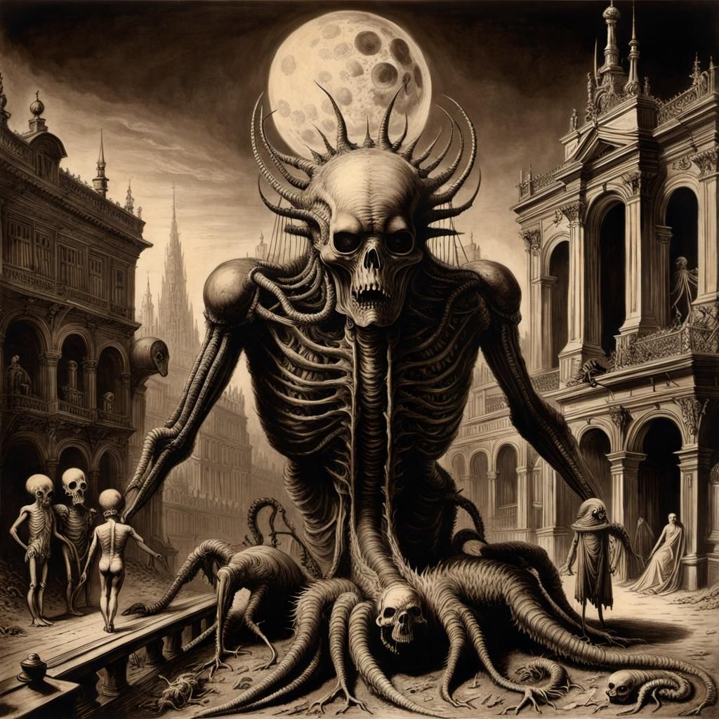 Surreal Victorian Cityscape of Crawling Abominations