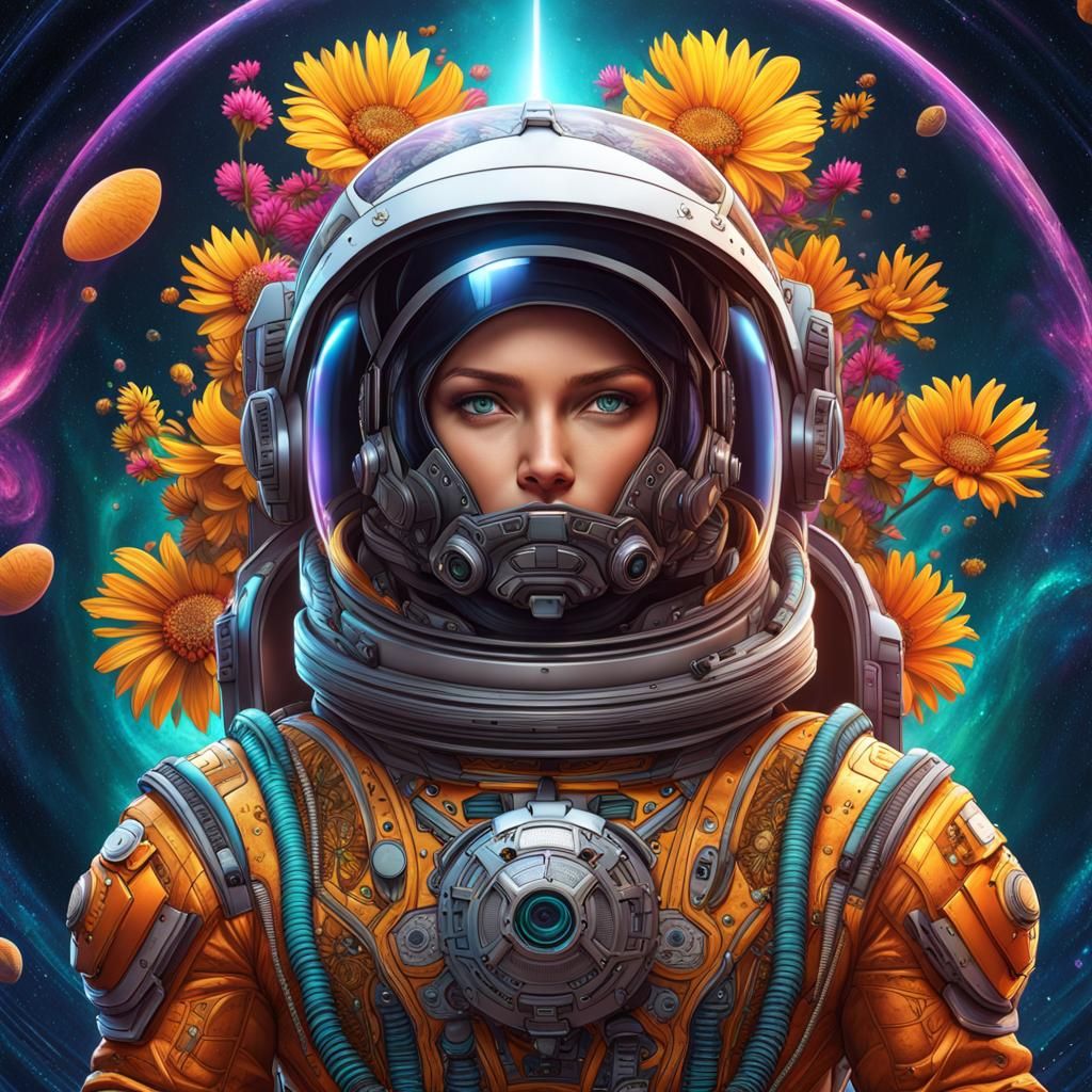 Solarpunk Astronaut Panther in Stunning Celestial Landscape