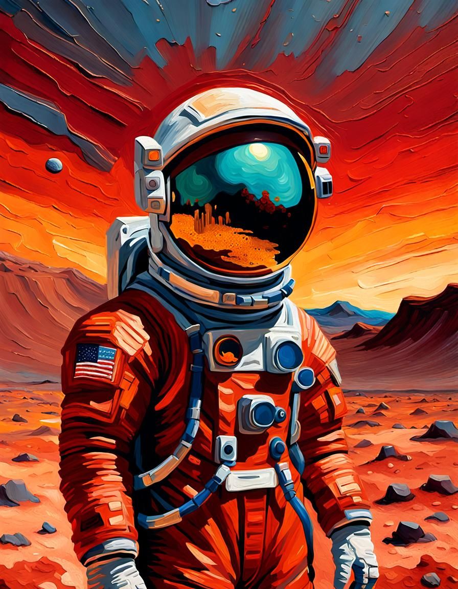 Astronaut in Vivid Impasto