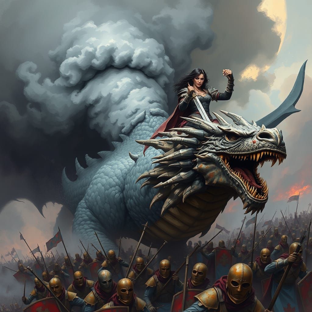 Ethereal Dragon Casts Ominous Shadow Over Army