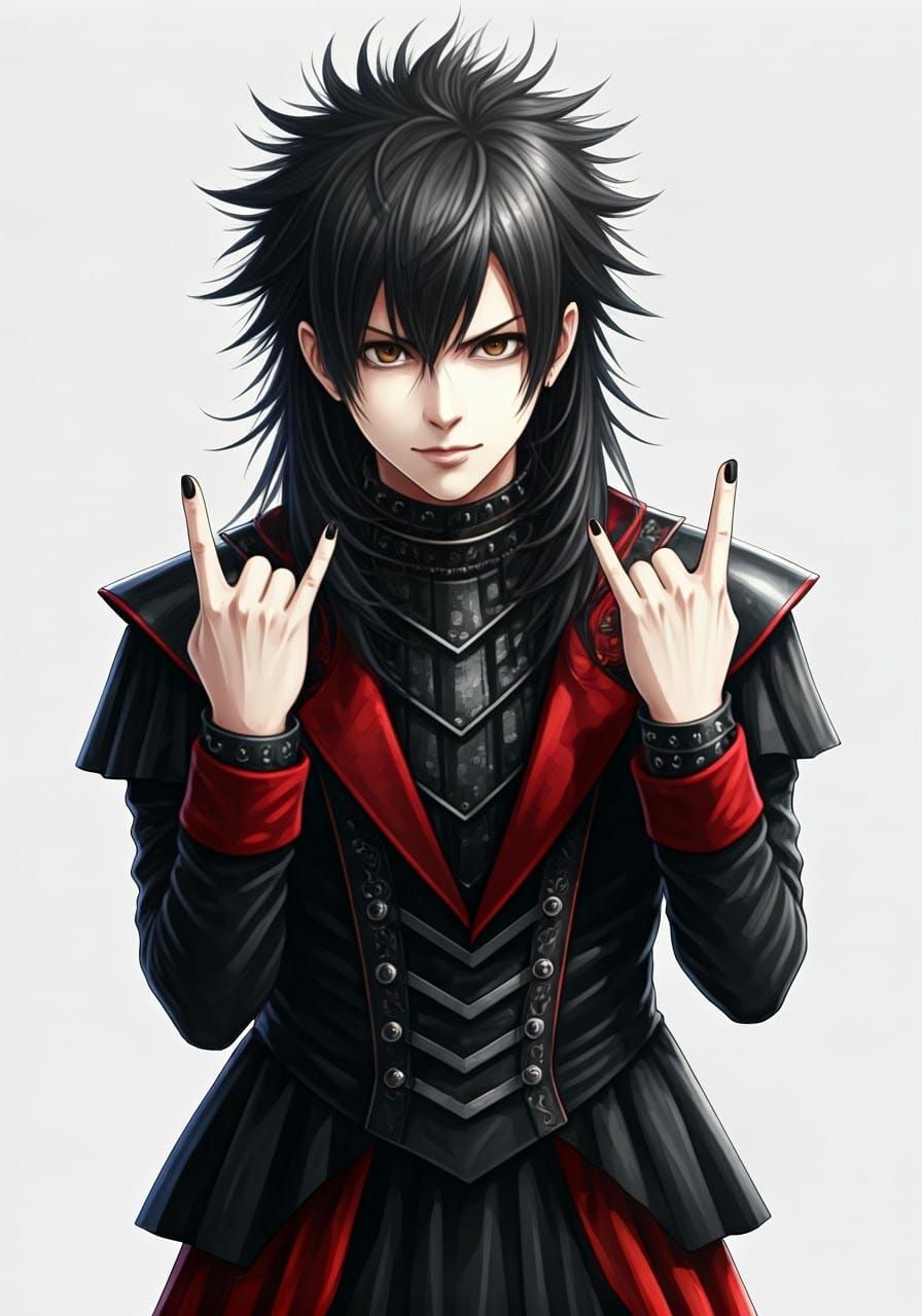 Edgy Anime Man in Gothic Suit with Spiky Hair