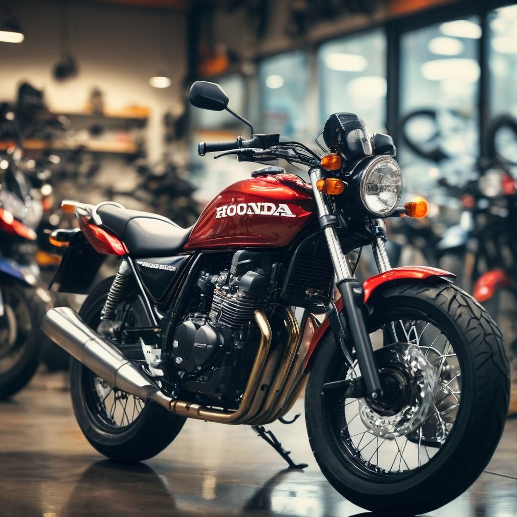 Honda Motorcycle in Professional Shop Setting