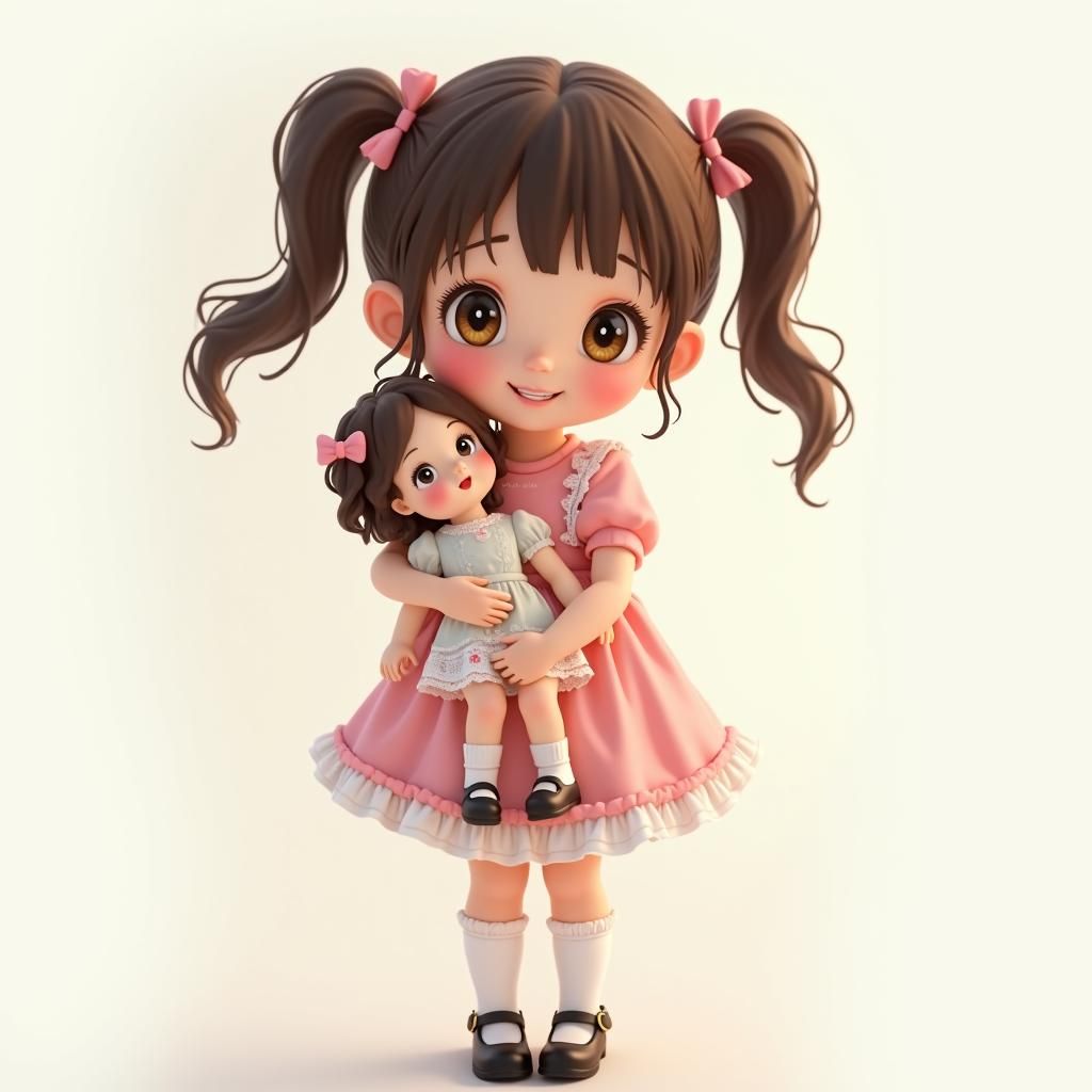 "Bright and realistic: "Smiling six-year-old anime girl with...