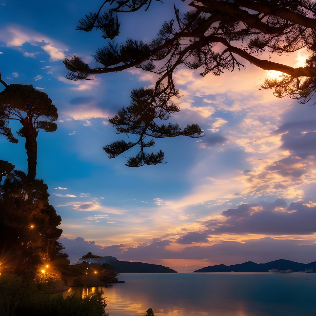 Mediterranean Island Paradise at Sunset