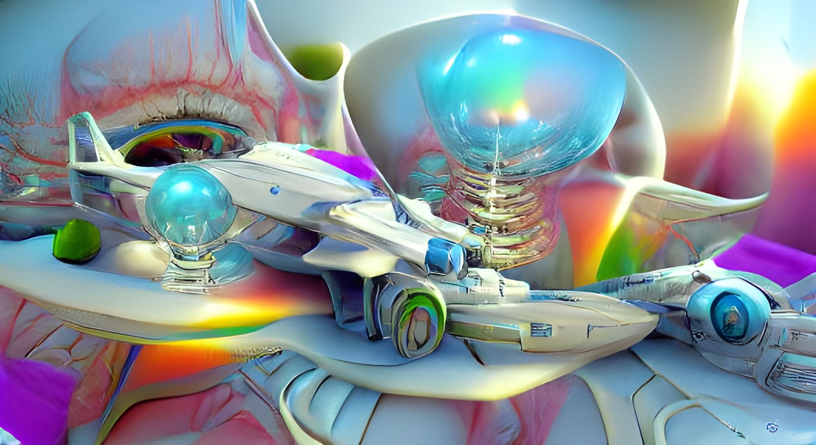 Cosmic Vessel Time Healing Journey in Vibrant Pastel Hues