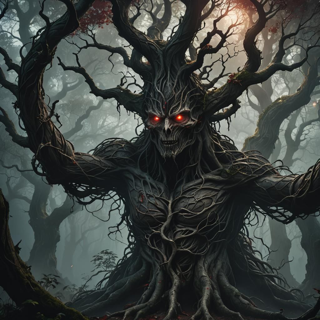 Ancient Evil Tree in Mystical Forest