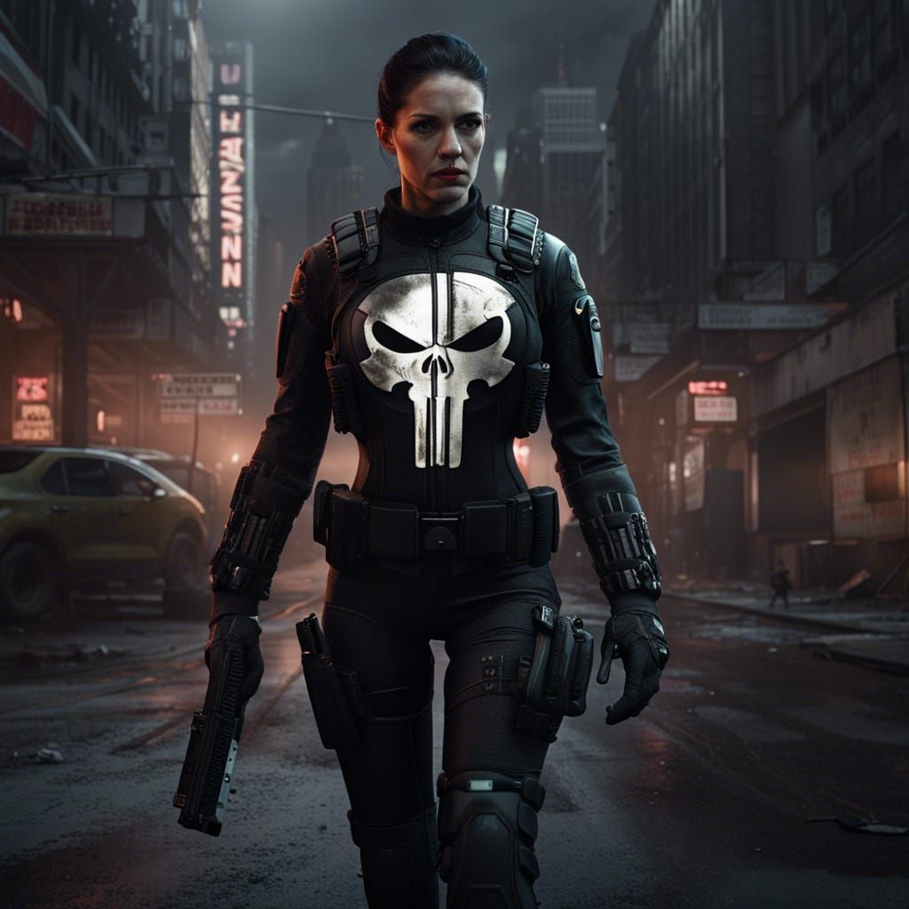 Fantastical Female Punisher in Detailed, Dreamlike Matte Pai...