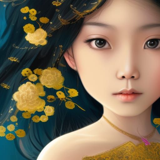 Exquisite Asian Princess in Vibrant Fantasy Attire