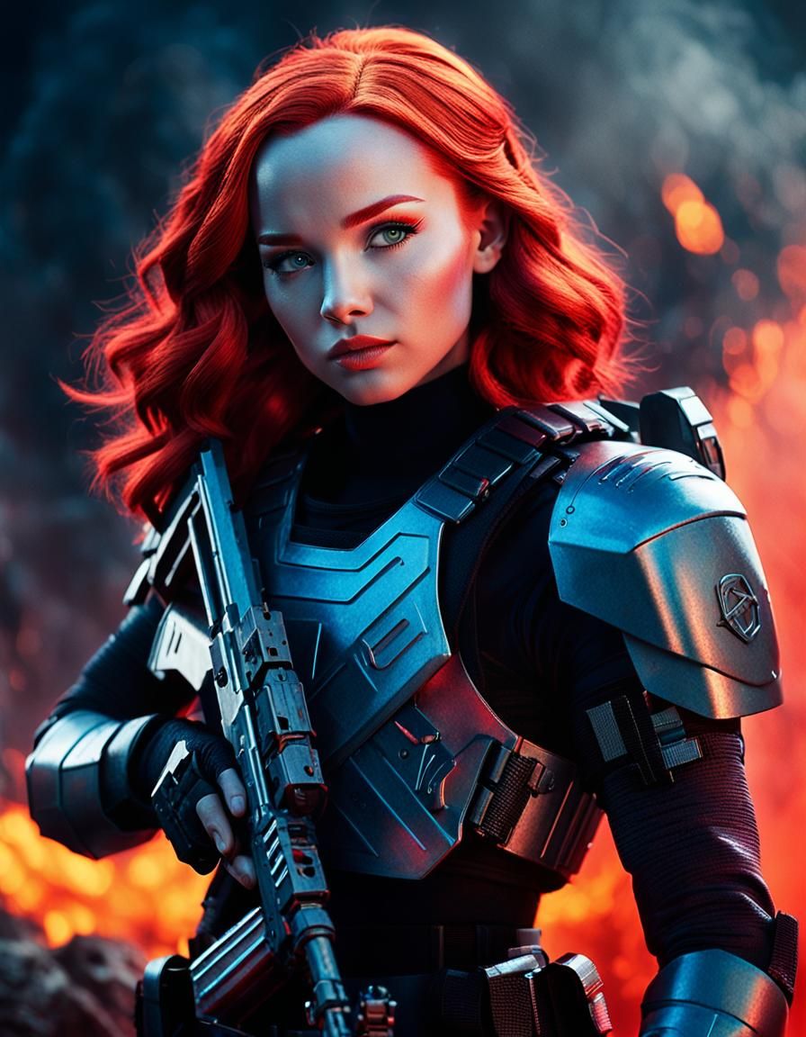 Surreal Cinematic Portrait of Elite Soldier Shanna Scarlet O...