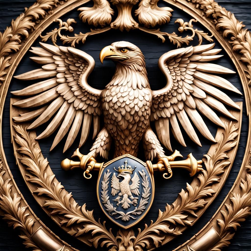 Regal Shield of Royal Prussia with an Eagle Sword Bearer