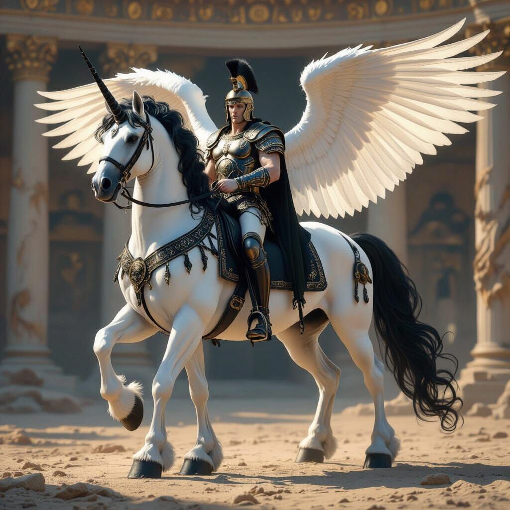 Majestic White Alicorn in Roman Empire Setting