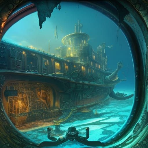 Lost Underwater City Seen From Submarine