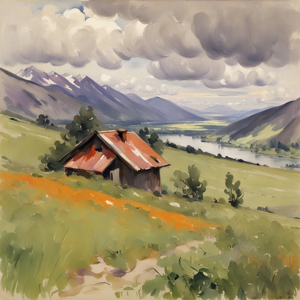 Idyllic Meadow House in Painterly Style