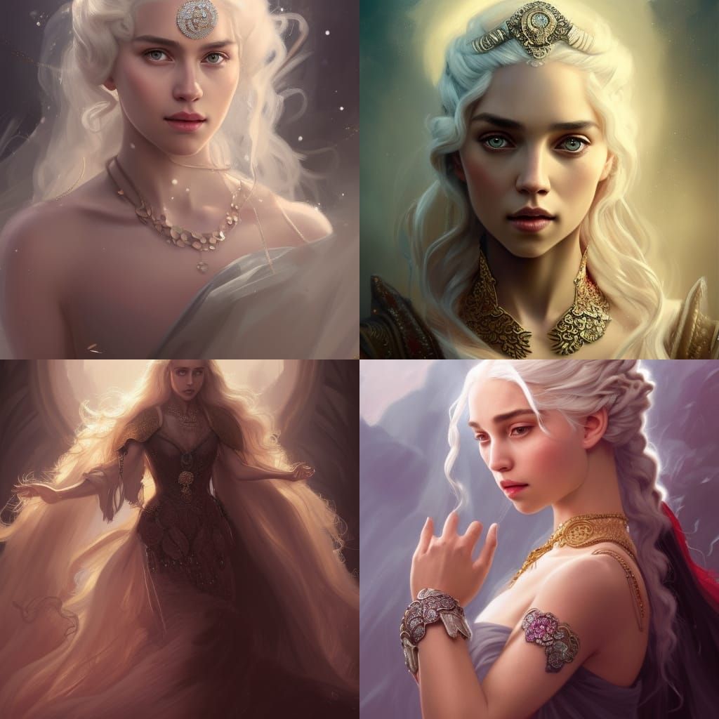 Ethereal Targaryen Princess in Radiant Gown and Jewels