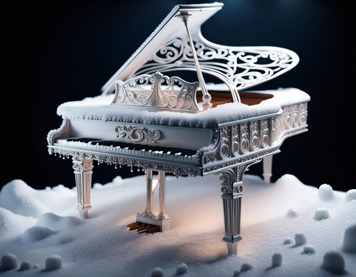 Winter Wonderland Piano in Intricate Snowy Details