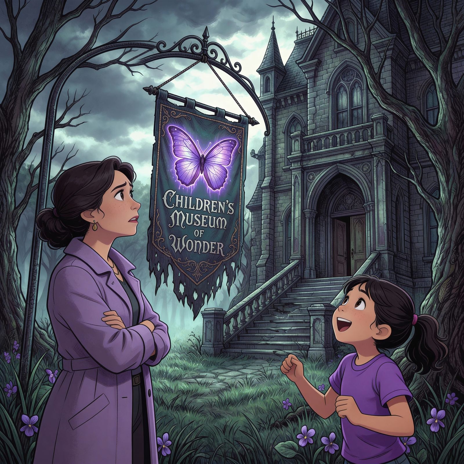 Elegant Butterfly Banner at Goth Mansion Museum