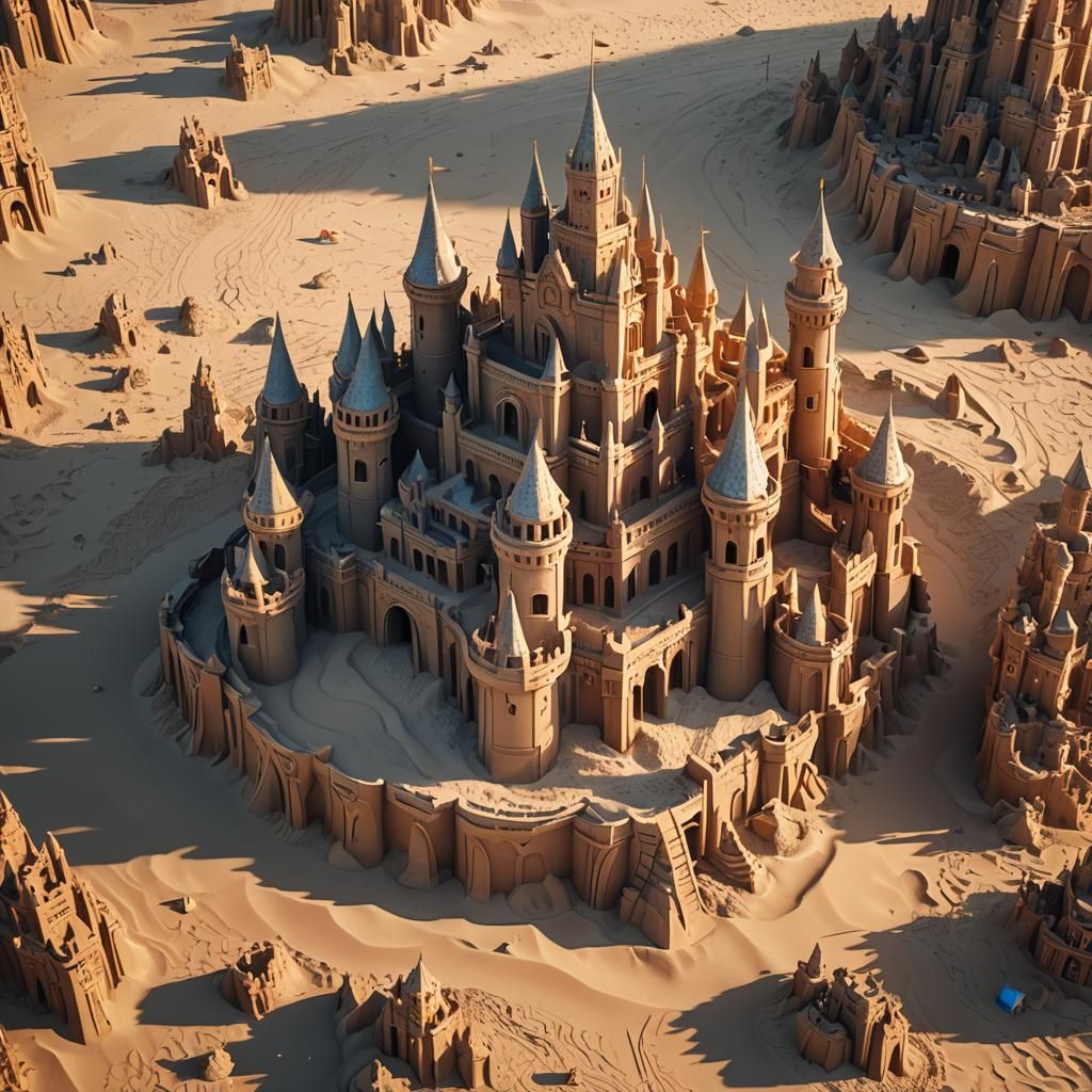 Ethereal Sand Fortress at Sunset