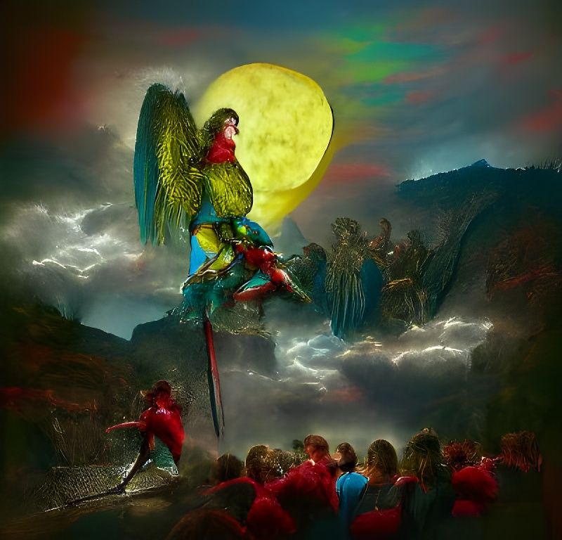 Majestic Saint Michael Angel Under Full Moonlight