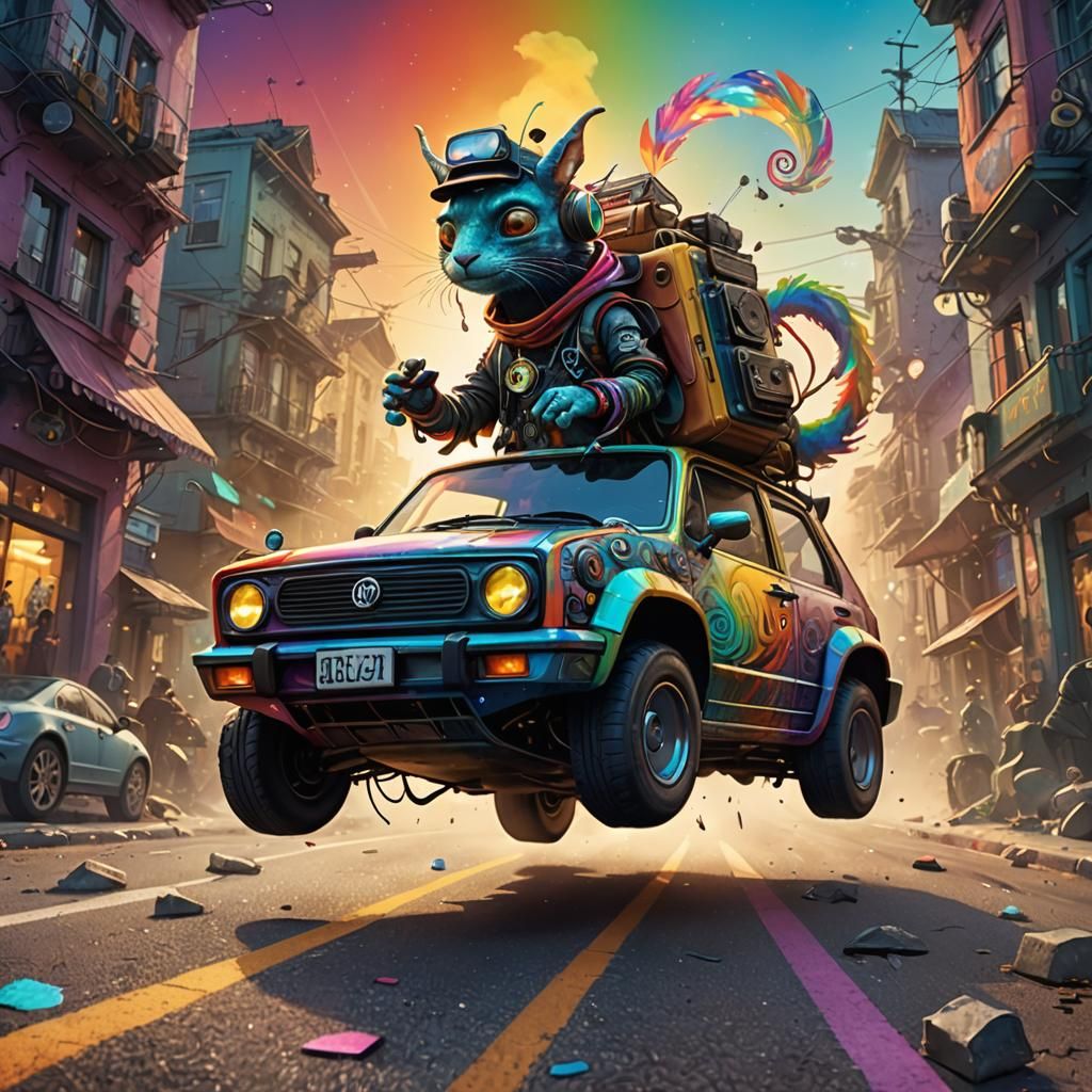 Fantasy Car Creature Embarks on Epic Quest