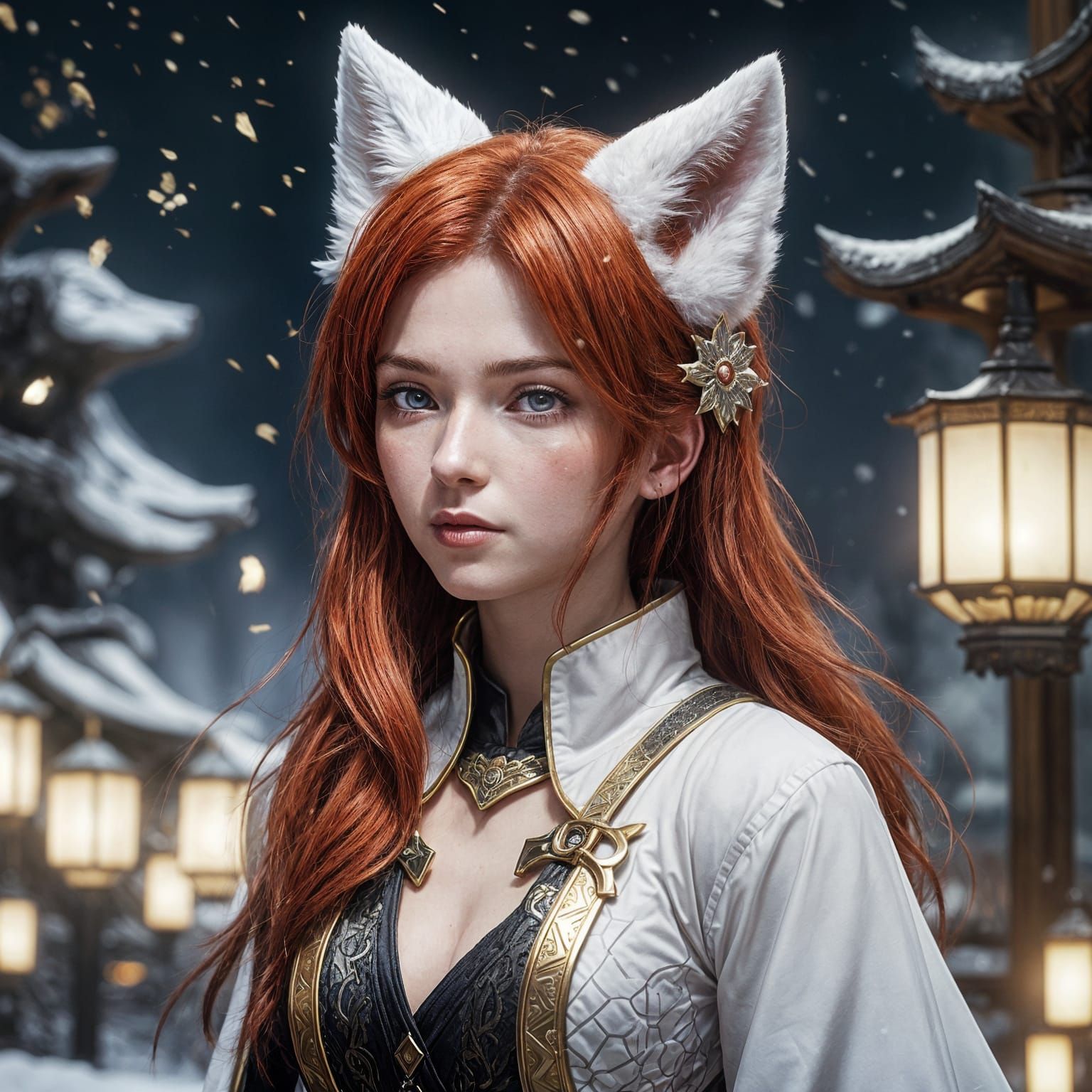 Mysterious Red-Haired Warrior Maiden in Profile