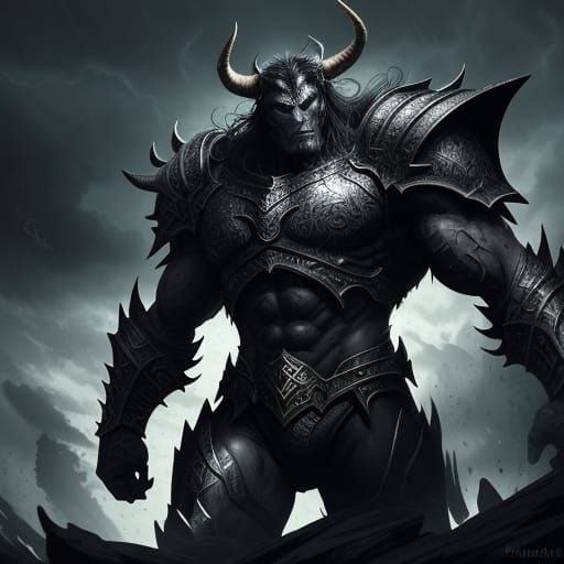 Epic Dark Fantasy Queen Minotaur in Majestic Armor
