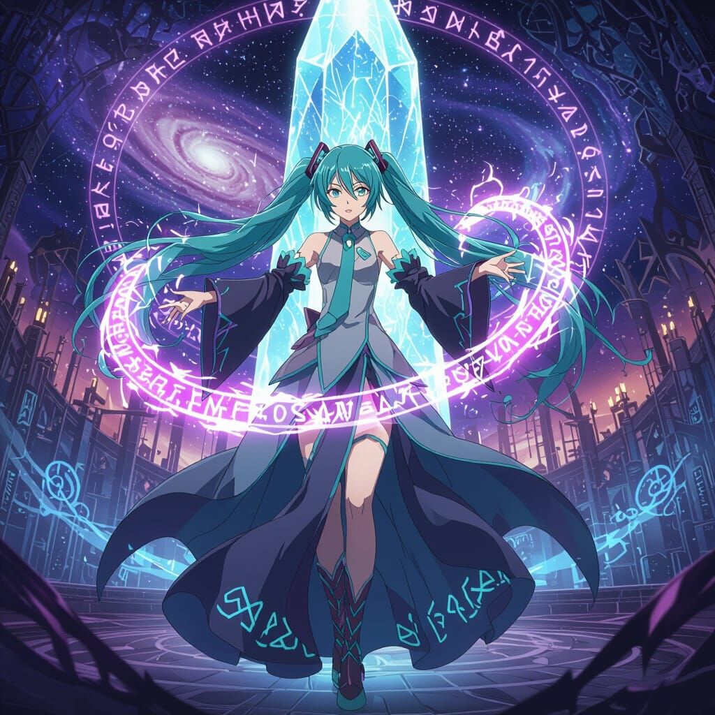 Hatsune Miku as Sorceress in Anime Style