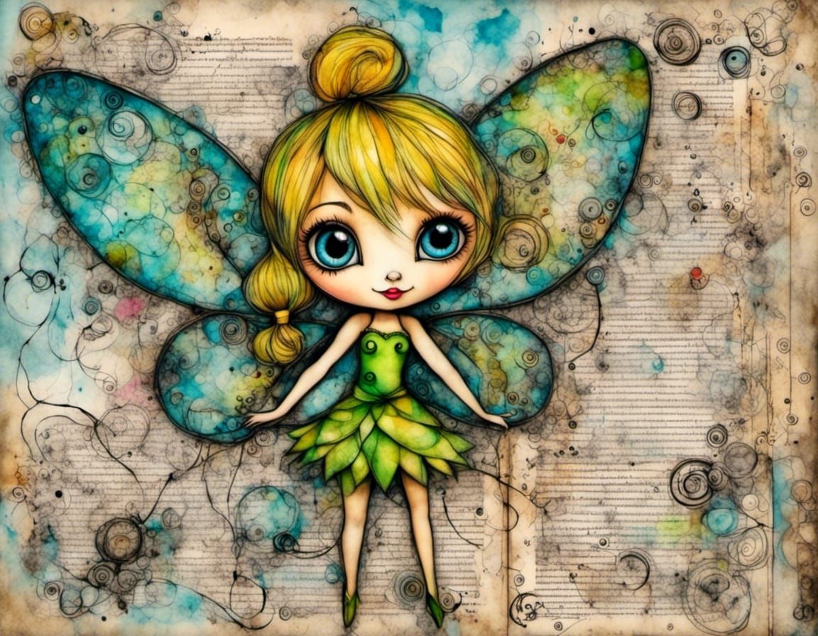 Whimsical Tinkerbell in a Delicate Watercolor Style