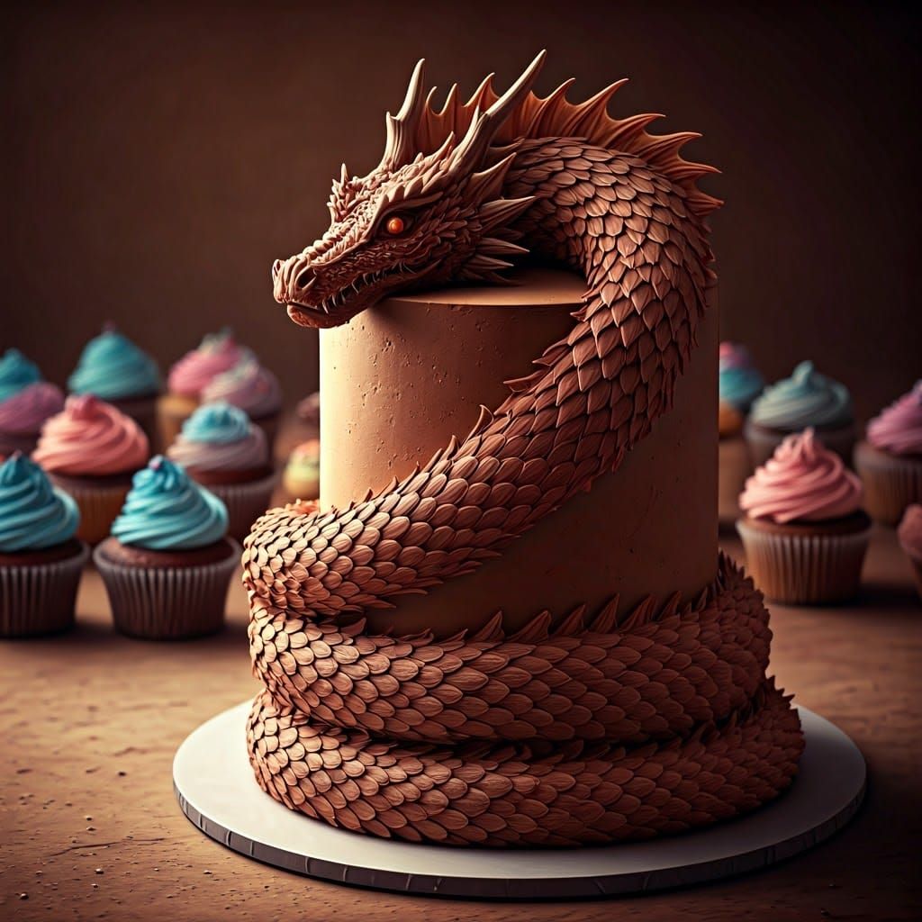 Smooth Milk Chocolate Serpentine Dragon Cake in a Whimsical ...
