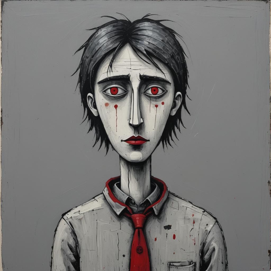 Primitive Emo Figure on Charcoal Ground