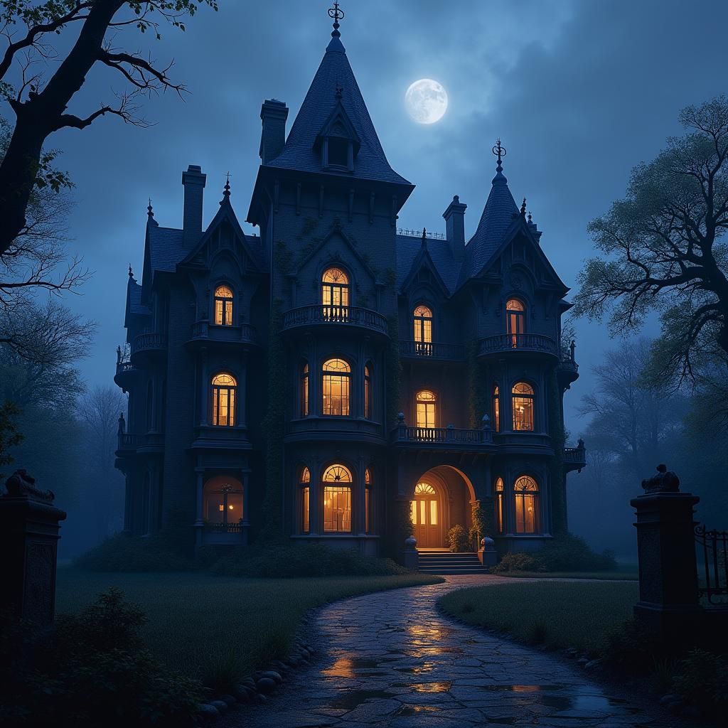 Haunted Mansion Rises from the Shadows in Midnight Blue and...