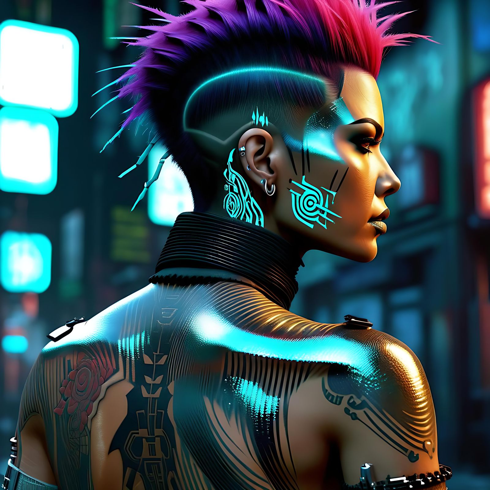 Haunting Biopunk Portrait with Iridescent Skin and Biolumine...