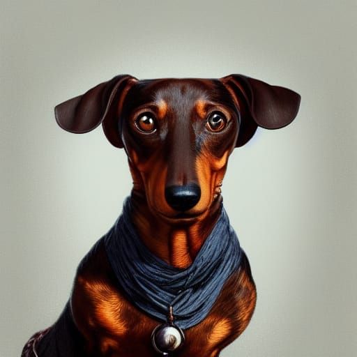 Woman Tenderly Pets a Beautiful Dachshund in Vibrant Portrai...