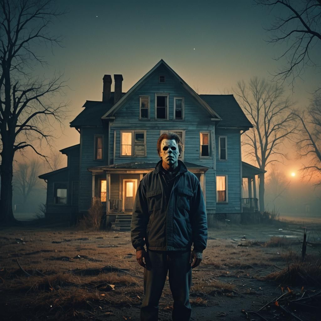 Eerie Abandoned House at Night in Cinematic Style