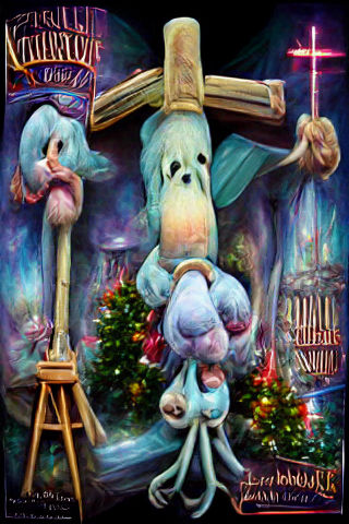 Surrealist Christmas Creature Emerges from the Depths