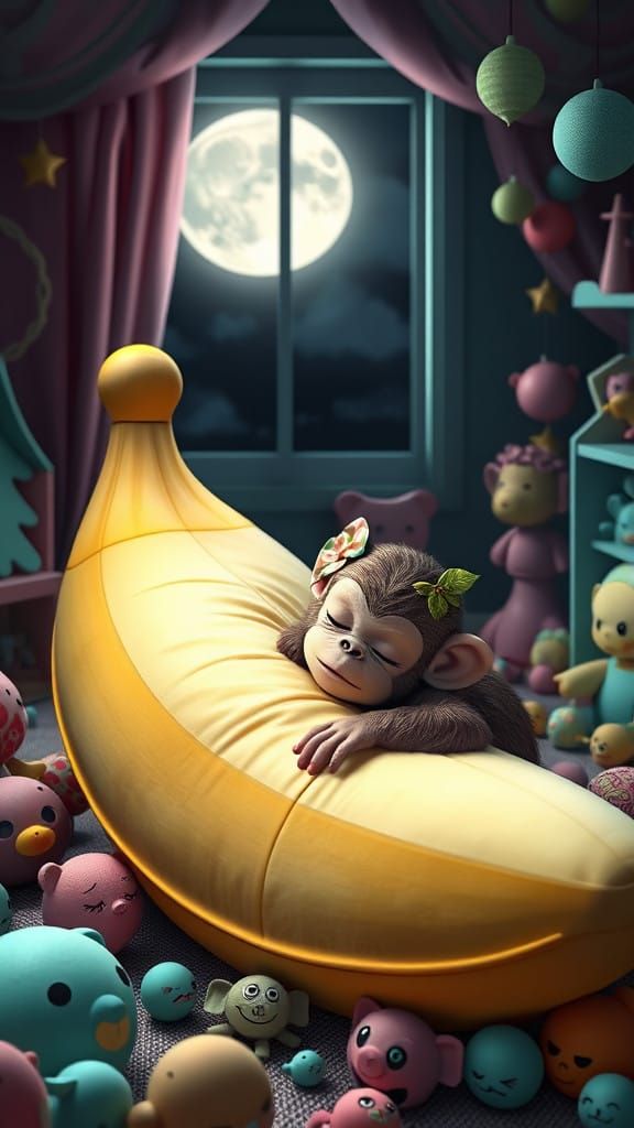Sweet Monkey Dreams in a Whimsical Nighttime Nursery