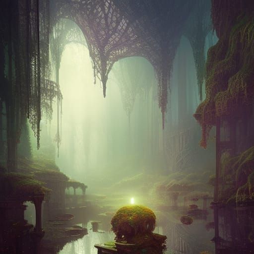 Stained Glass Water Lily Digital Art