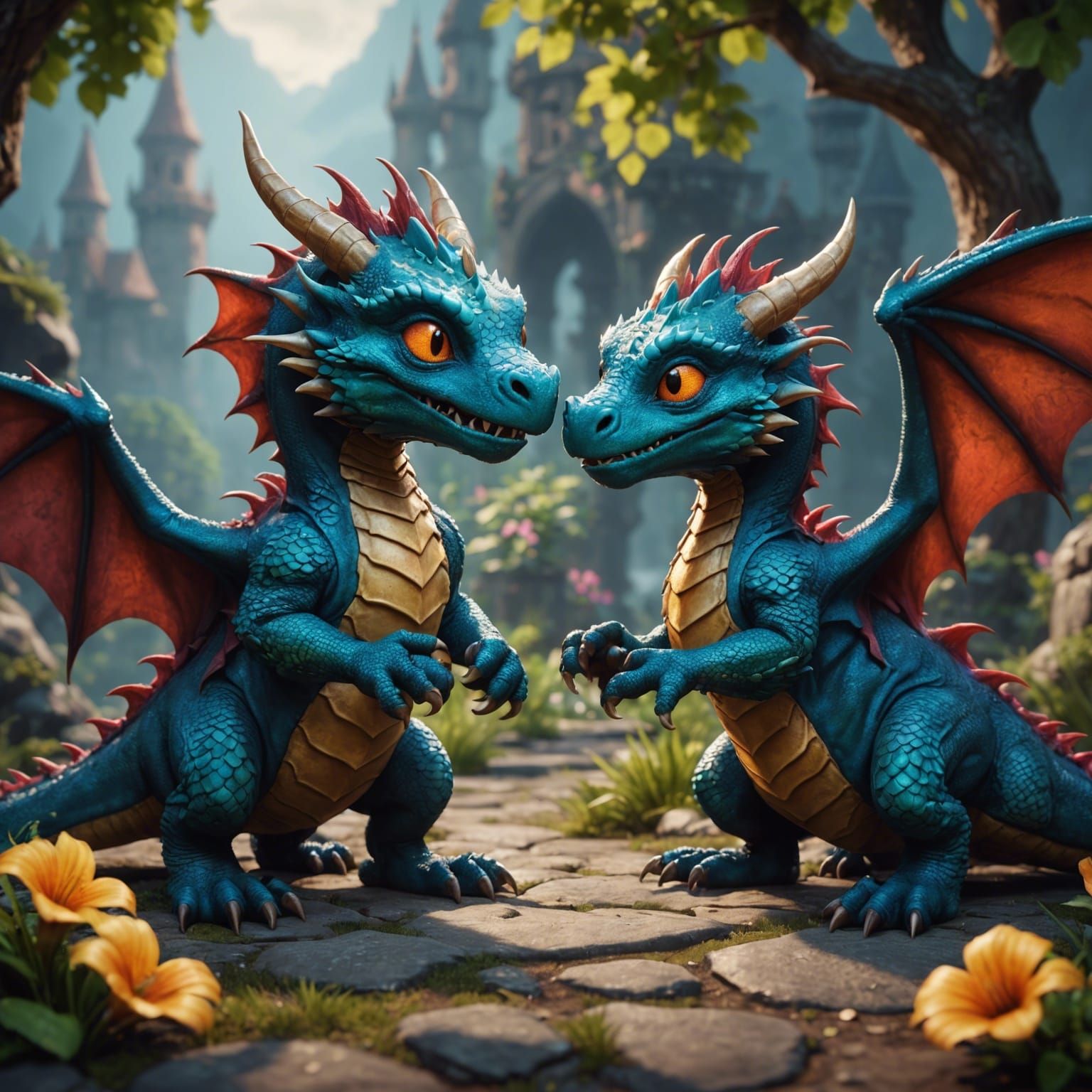 Romantic yet Feuding Dragon Lovers in a Vibrant Fantasy Worl...